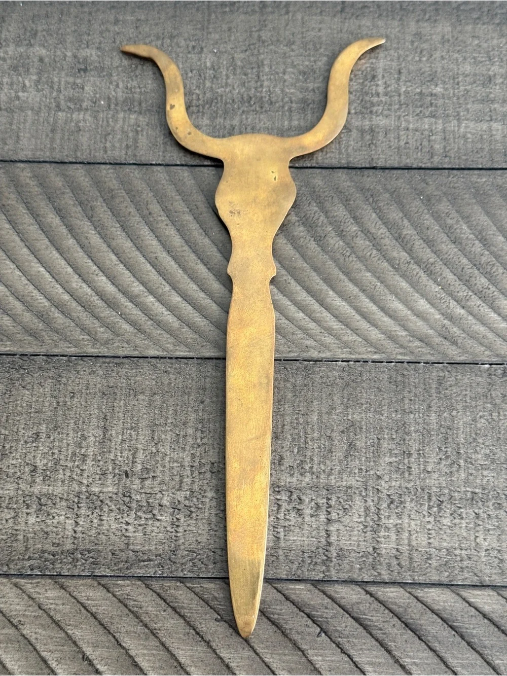 Vintage Texas Longhorn Steer Brass Vintage Letter Opener